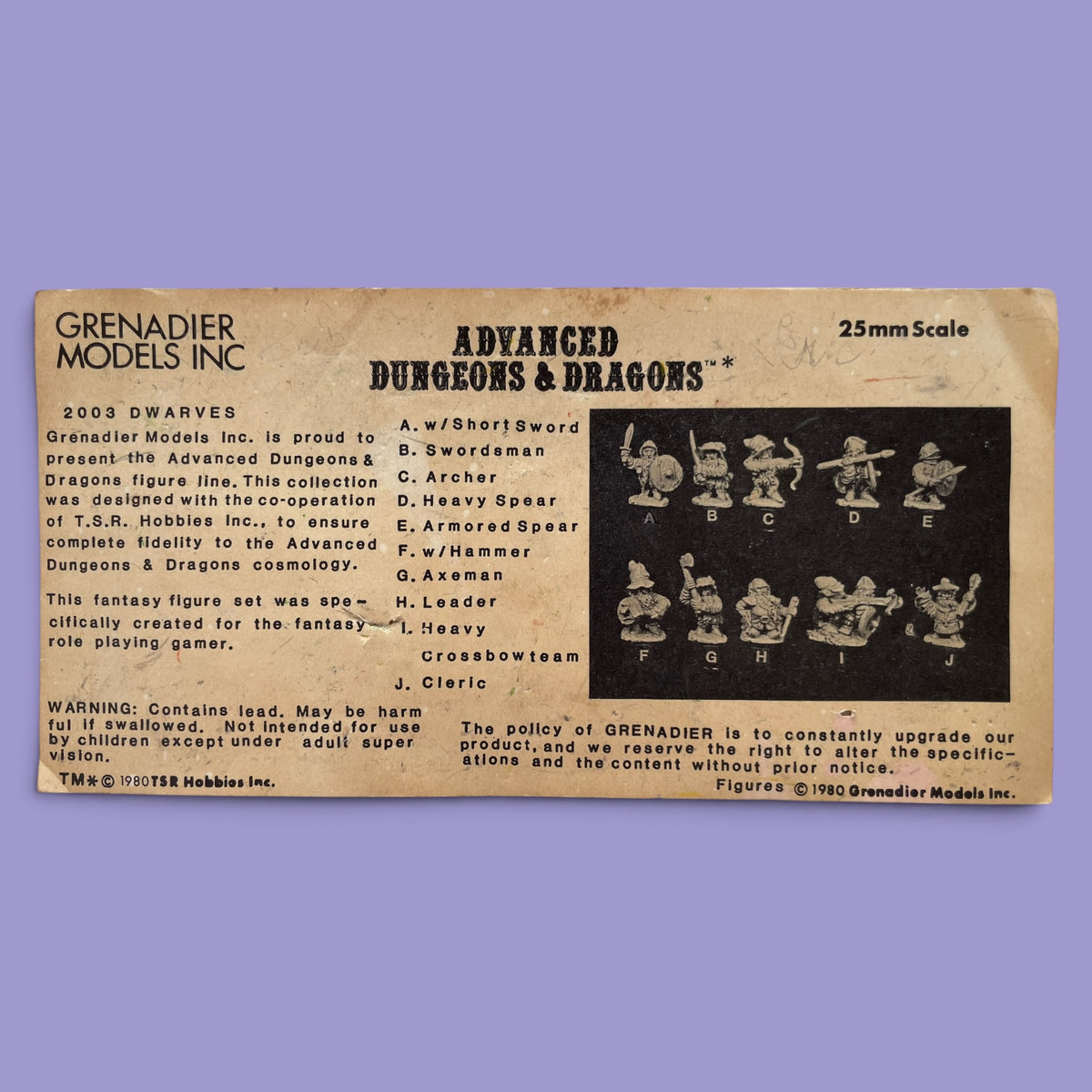 Dwarves Grenadier Advanced Dungeons & Dragons