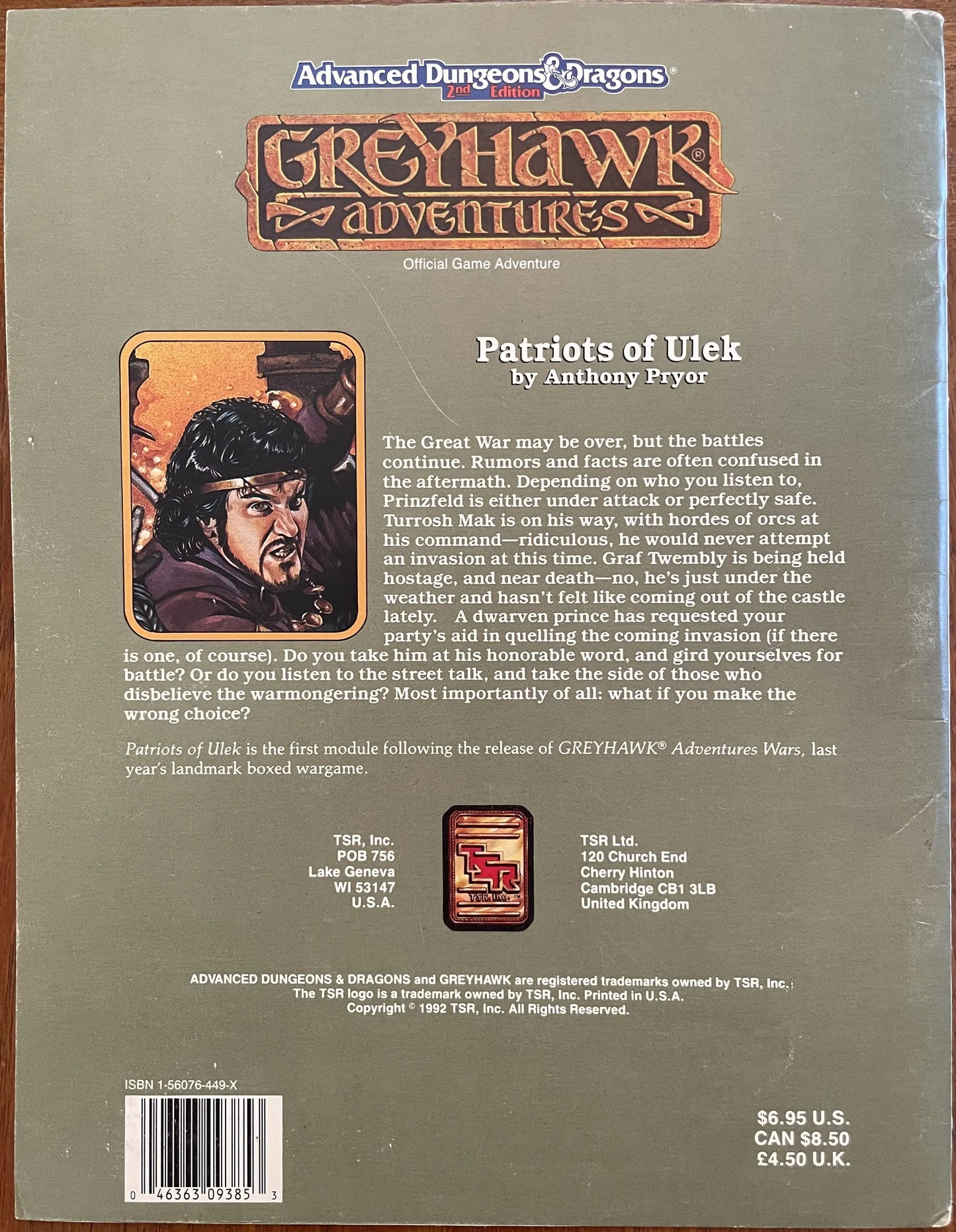 Patriots of Ulek WGQ1 9385 Advanced Dungeons & Dragons 2e - Lichyard Games