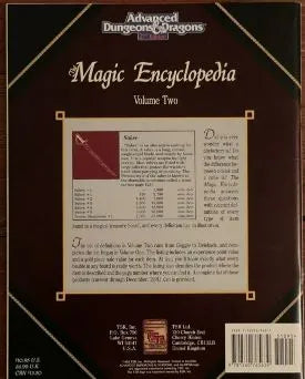 The Magic Encyclopedia Volume Two 9421 RGPA AD&D 2e - Lichyard Games