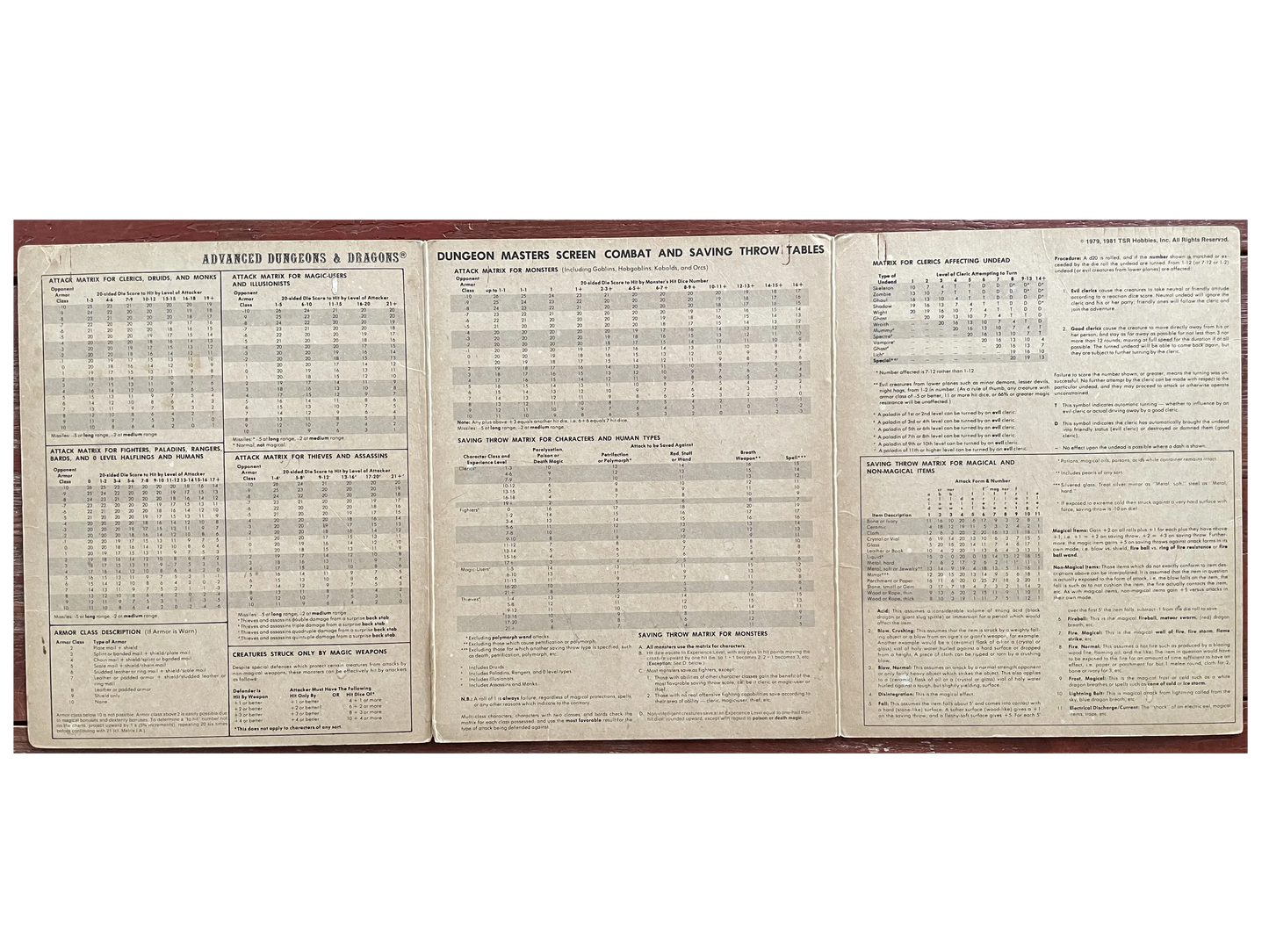 Dungeon Masters Screen REF1 9024 AD&D 1e - Lichyard Games