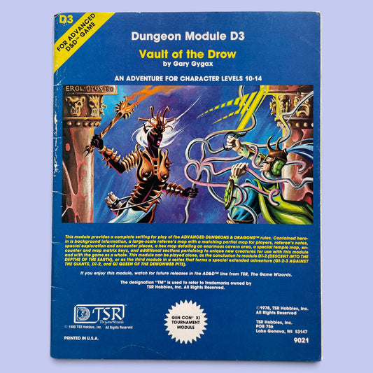 Vault of the Drow D3 Advanced Dungeons & Dragons 1e