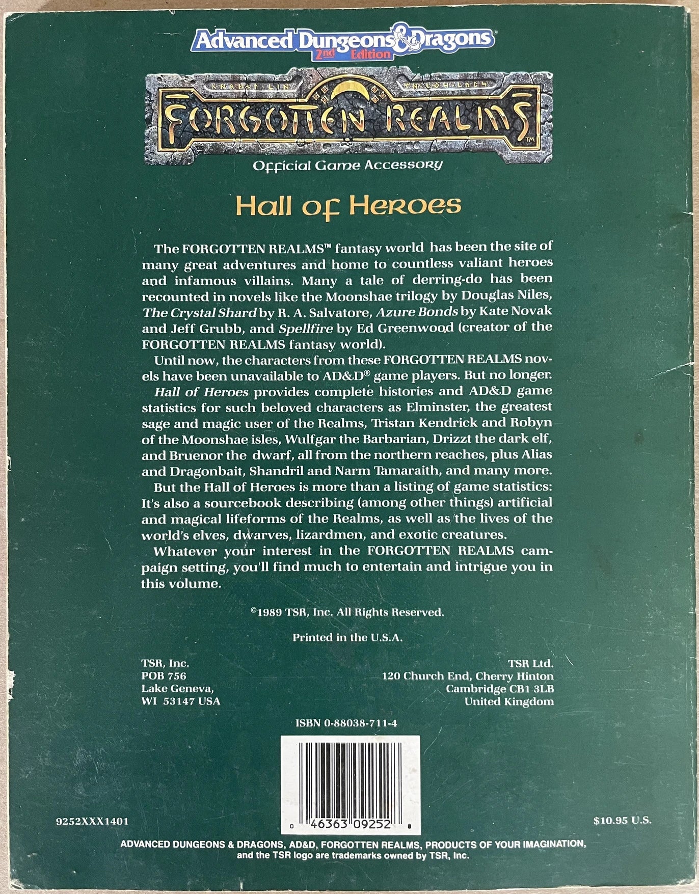 Hall of Heroes 9252 Forgotten Realms Advanced Dungeons & Dragons 2e - Lichyard Games