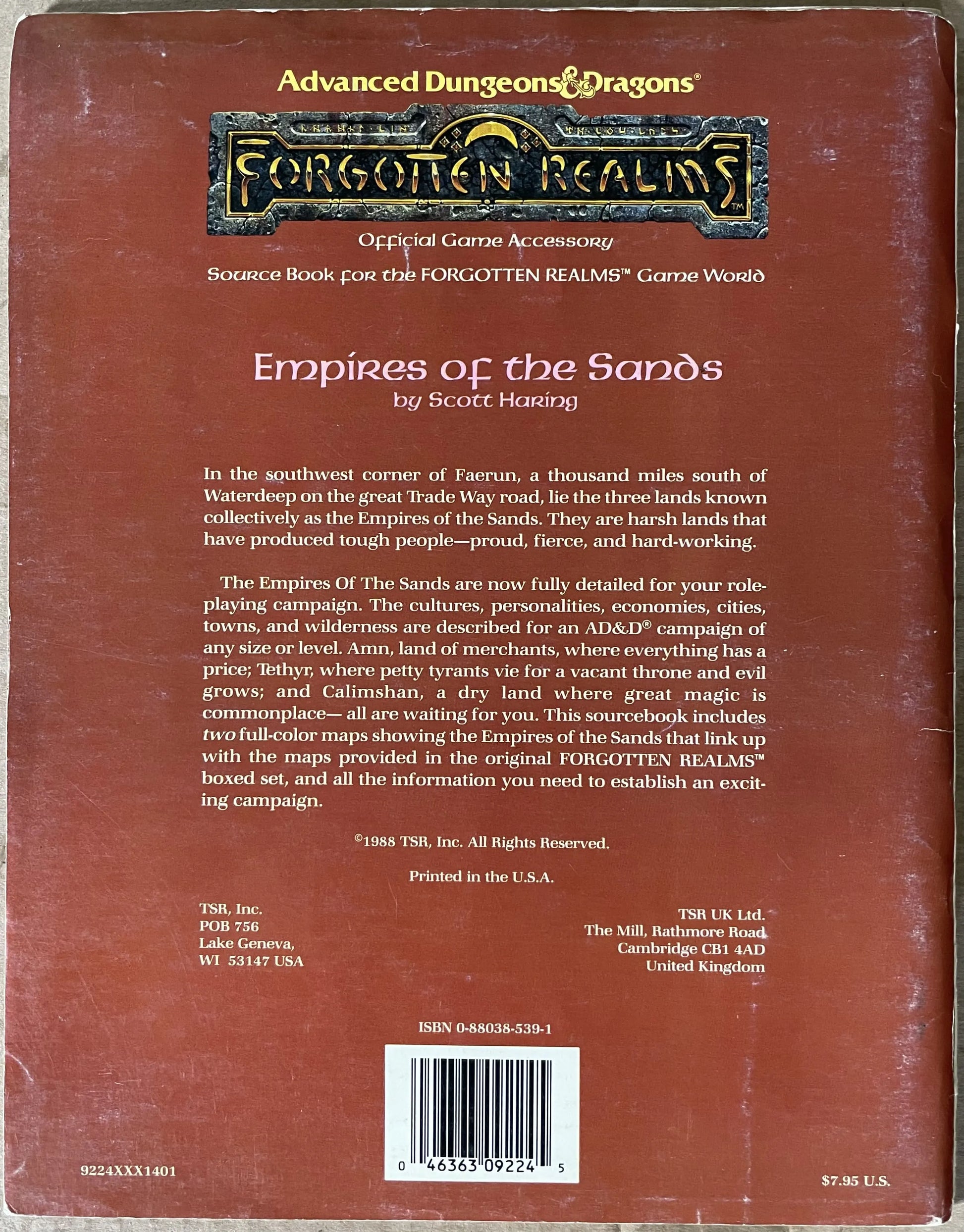 Empires of the Sands Forgotten Realms FR3 9224 AD&D 1e - Lichyard Games