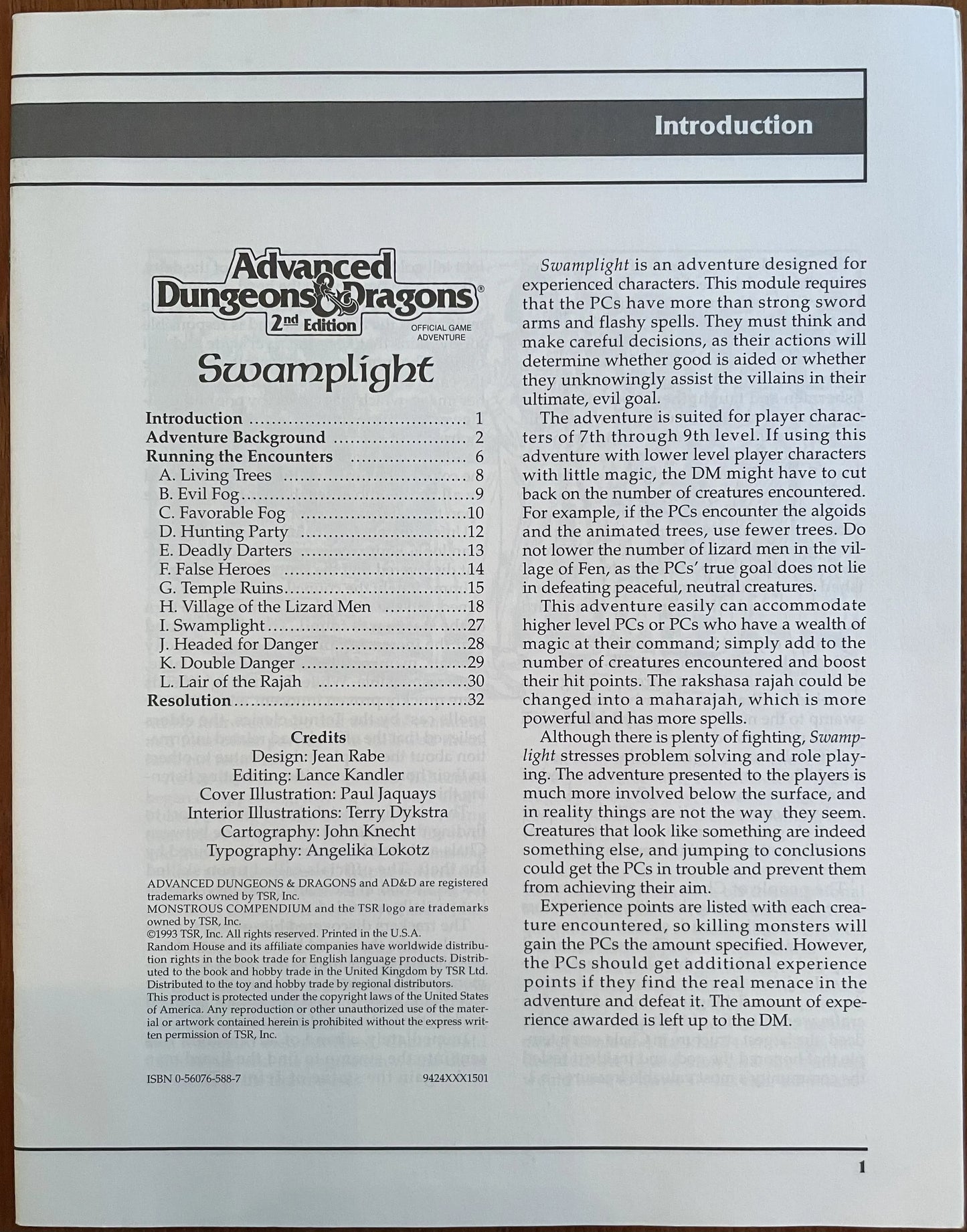 Swamplight GA2 9424 Advanced Dungeons & Dragons 2e - Lichyard Games