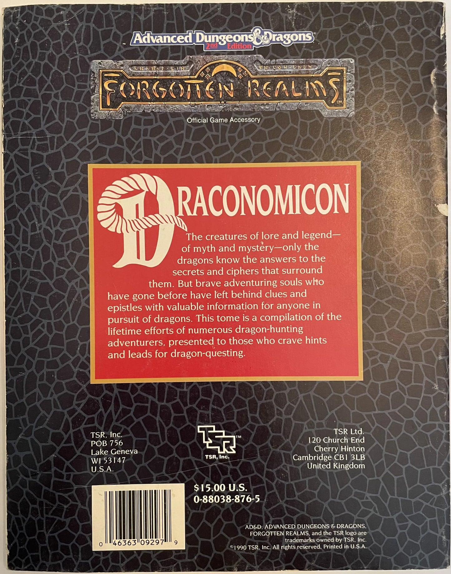 Draconomicon Forgotten Realms FOR1 9297 AD&D 2e - Lichyard Games