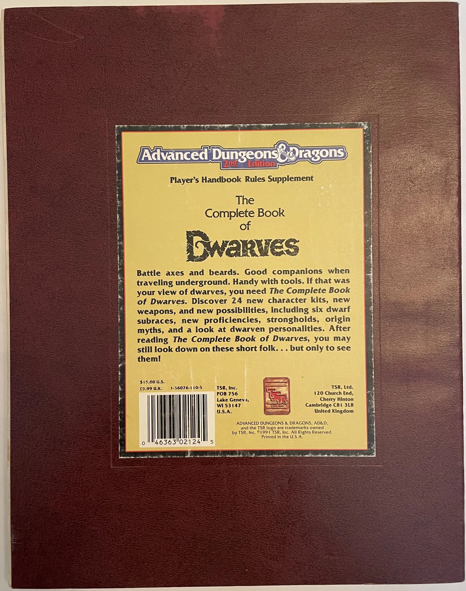The Complete Book of Dwarves PHBR6 2124 AD&D 2e - Lichyard Games