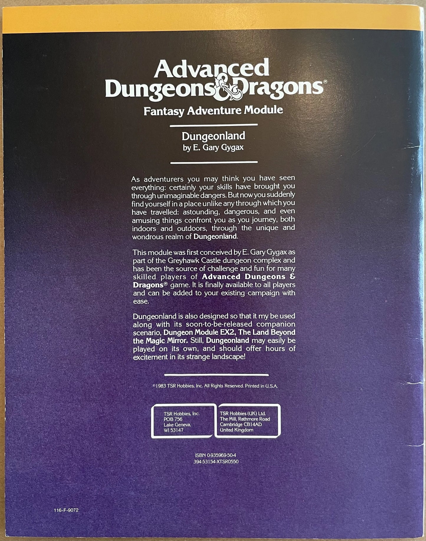 Dungeonland EX1 9072 Advanced Dungeons & Dragons 1e - Lichyard Games