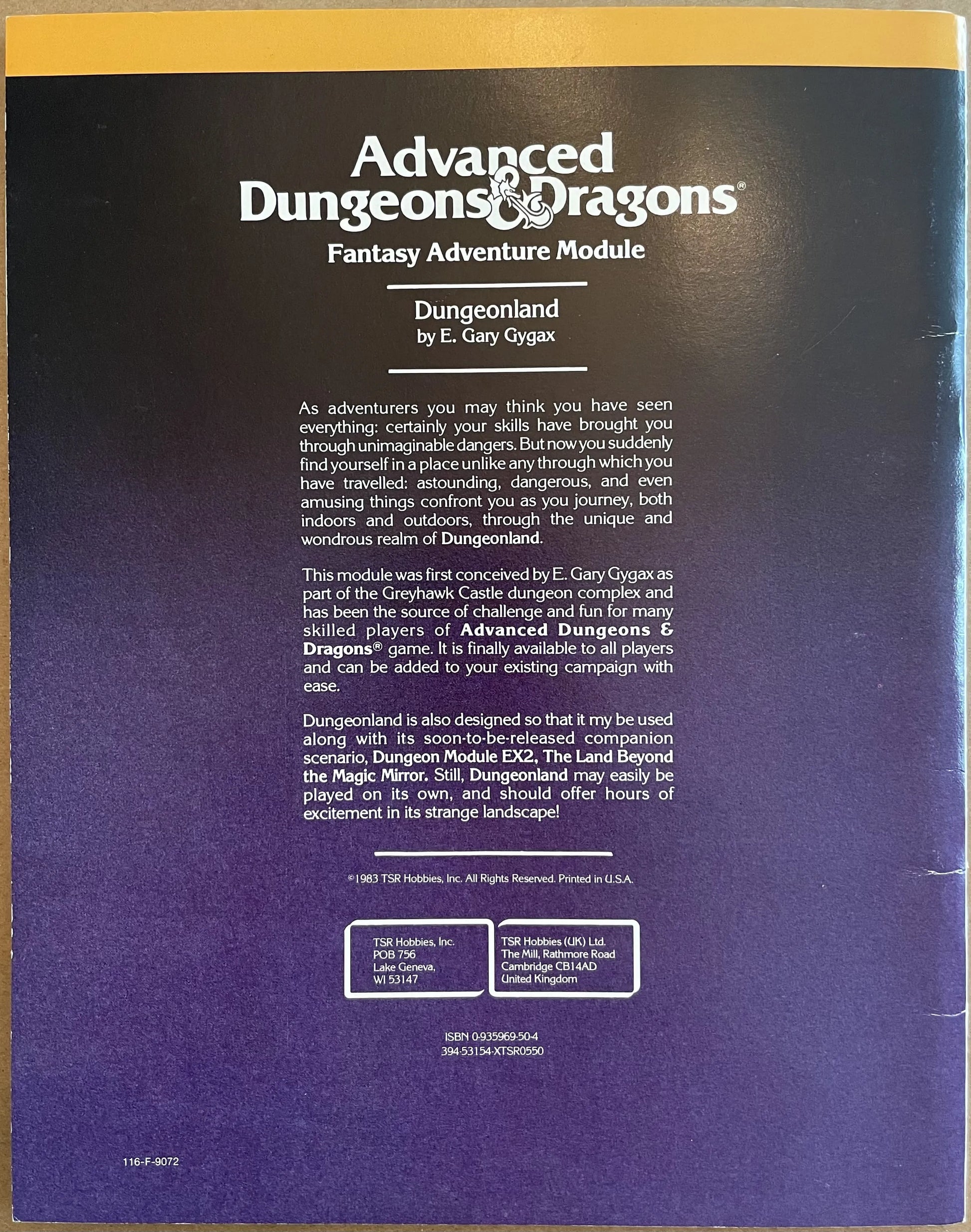 Dungeonland EX1 9072 Advanced Dungeons & Dragons 1e - Lichyard Games