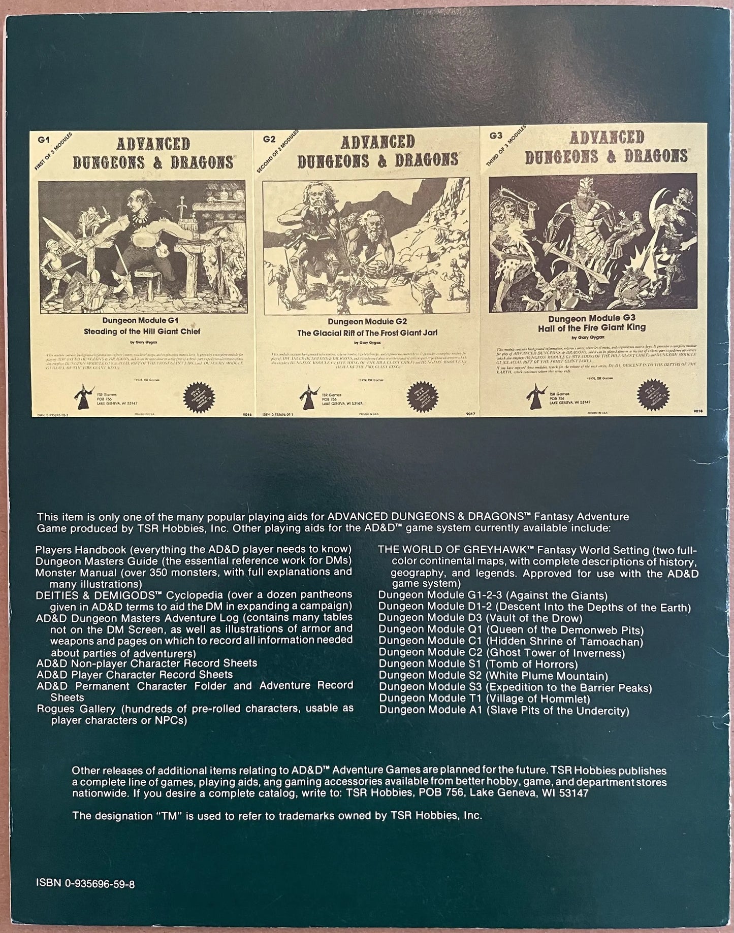 Against the Giants G1-2-3 9058 AD&D 1e - Lichyard Games