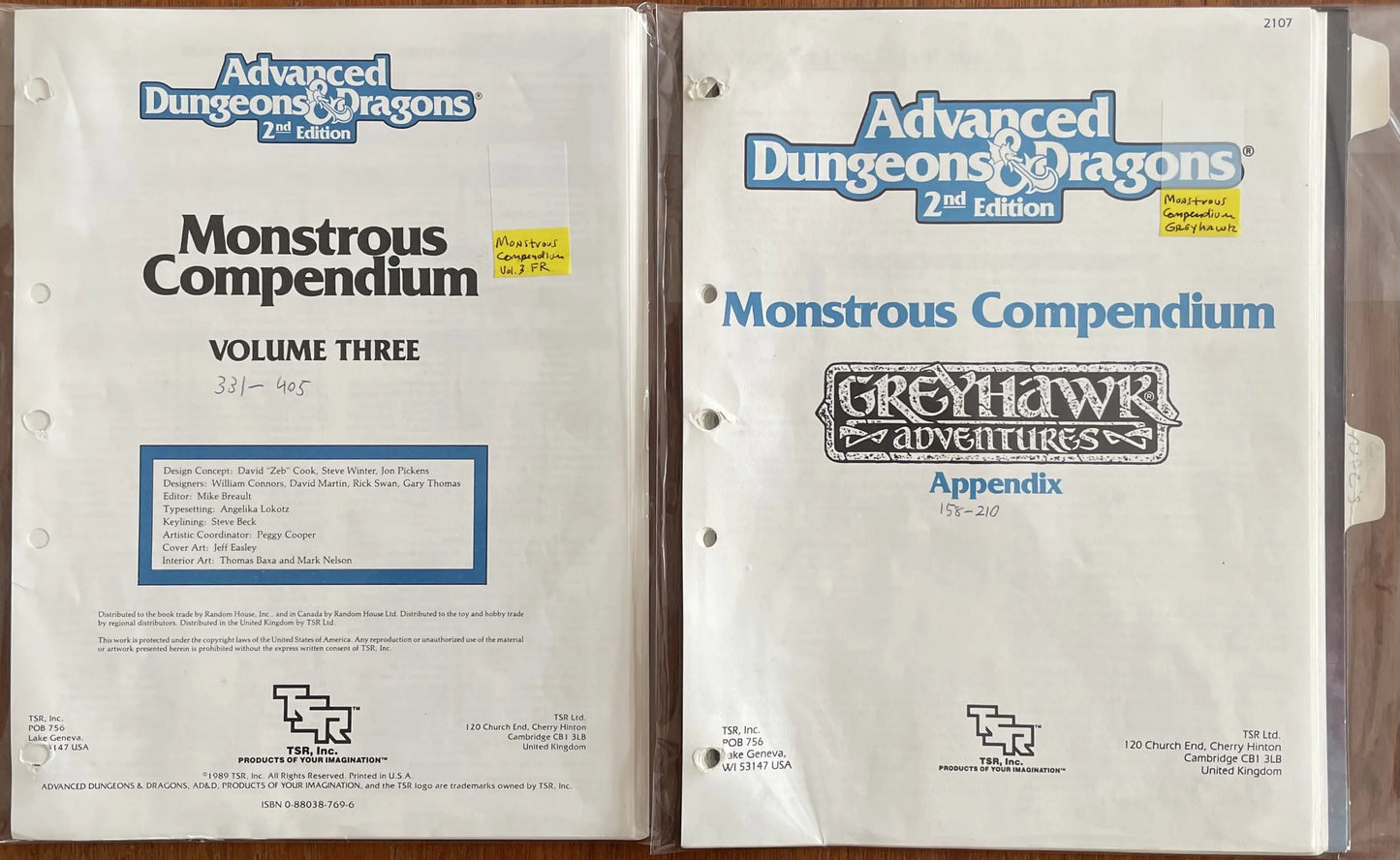 Monstrous Compendium Super Lot Advanced Dungeons & Dragons 2e - Lichyard Games