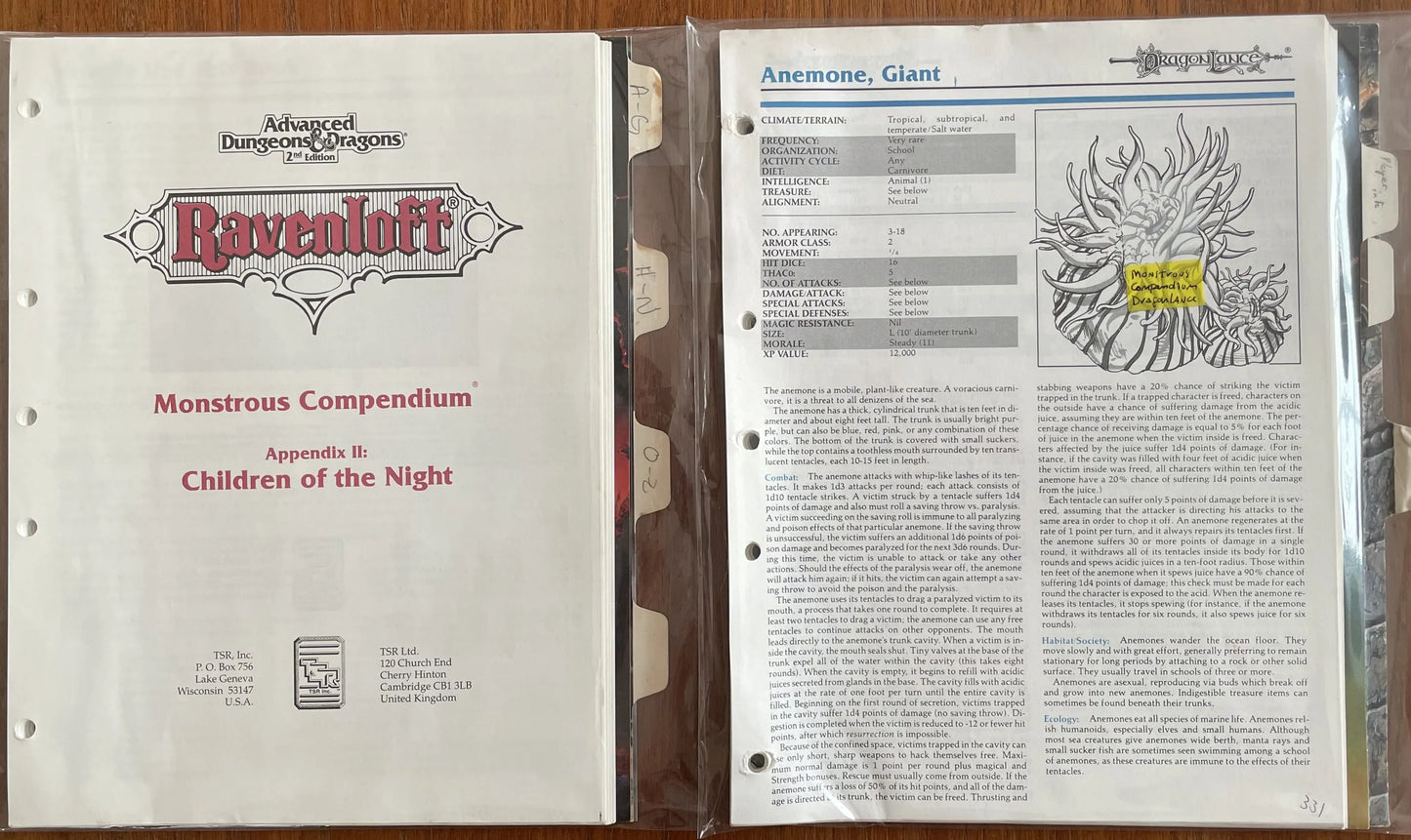 Monstrous Compendium Super Lot Advanced Dungeons & Dragons 2e - Lichyard Games