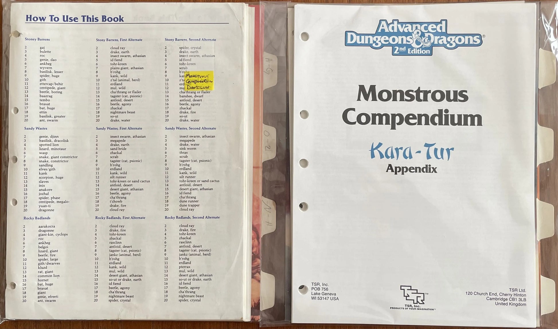 Monstrous Compendium Super Lot Advanced Dungeons & Dragons 2e - Lichyard Games