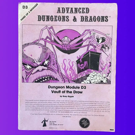 Vault of the Drow D3 9021 AD&D 1e (Monochrome) - Lichyard Games