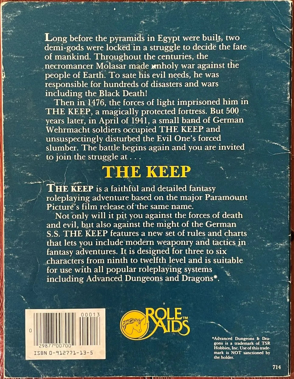 The Keep 714 Mayfair Games AD&D - Lichyard Games