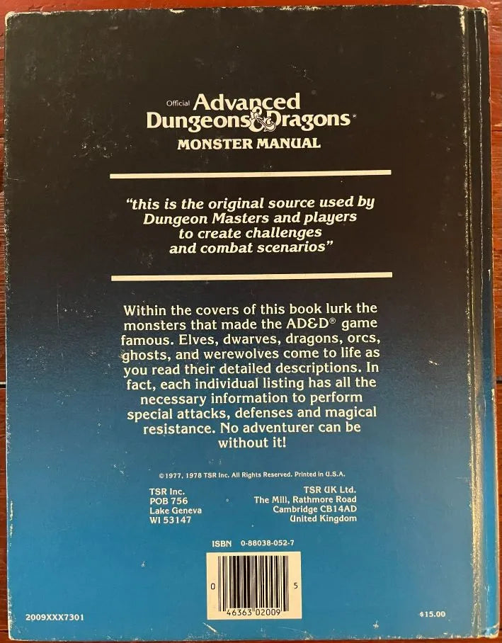 Monster Manual 2009 Advanced Dungeons & Dragons 1e - Lichyard Games