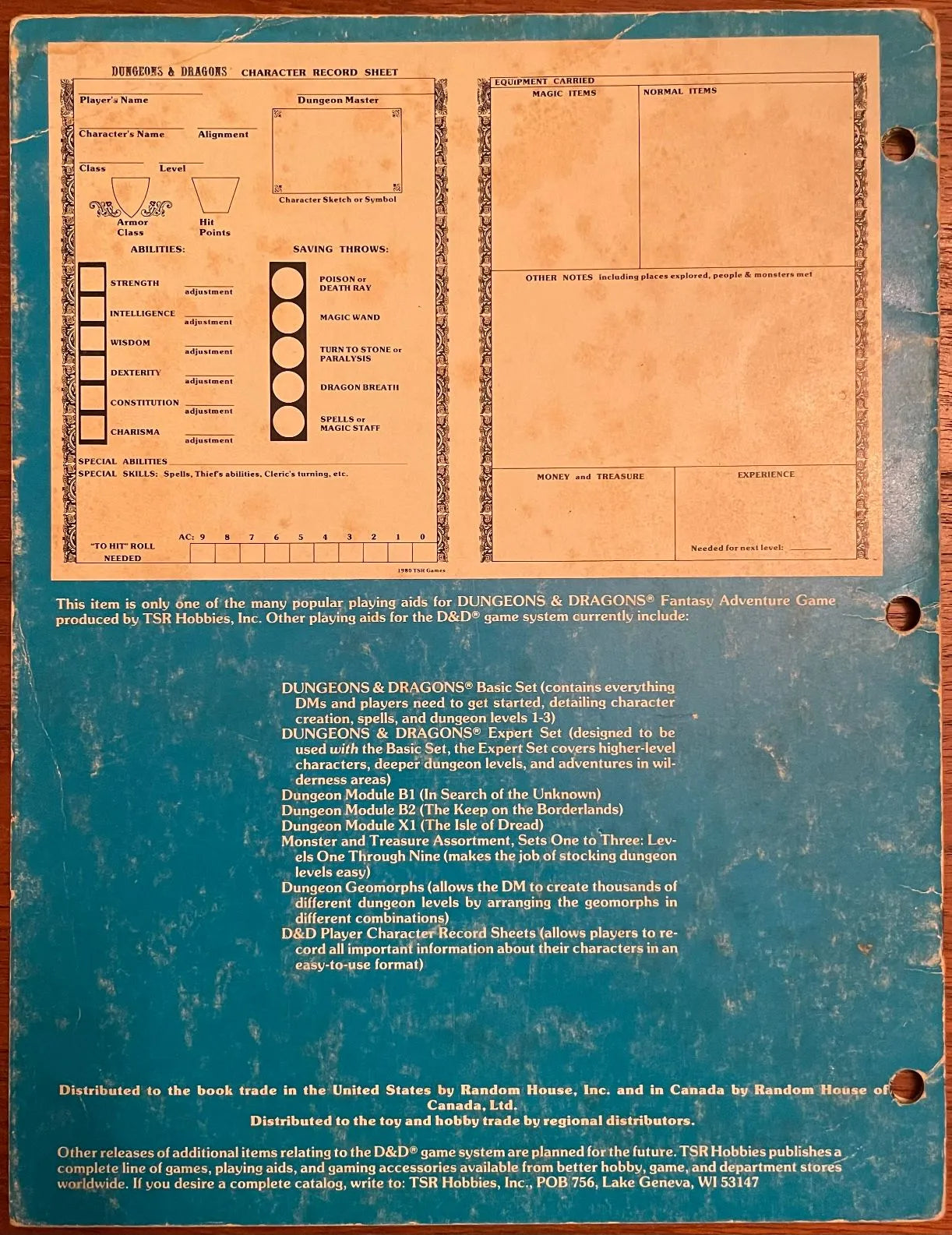 Player Character Record Sheets 9037 Dungeons & Dragons - Lichyard Games