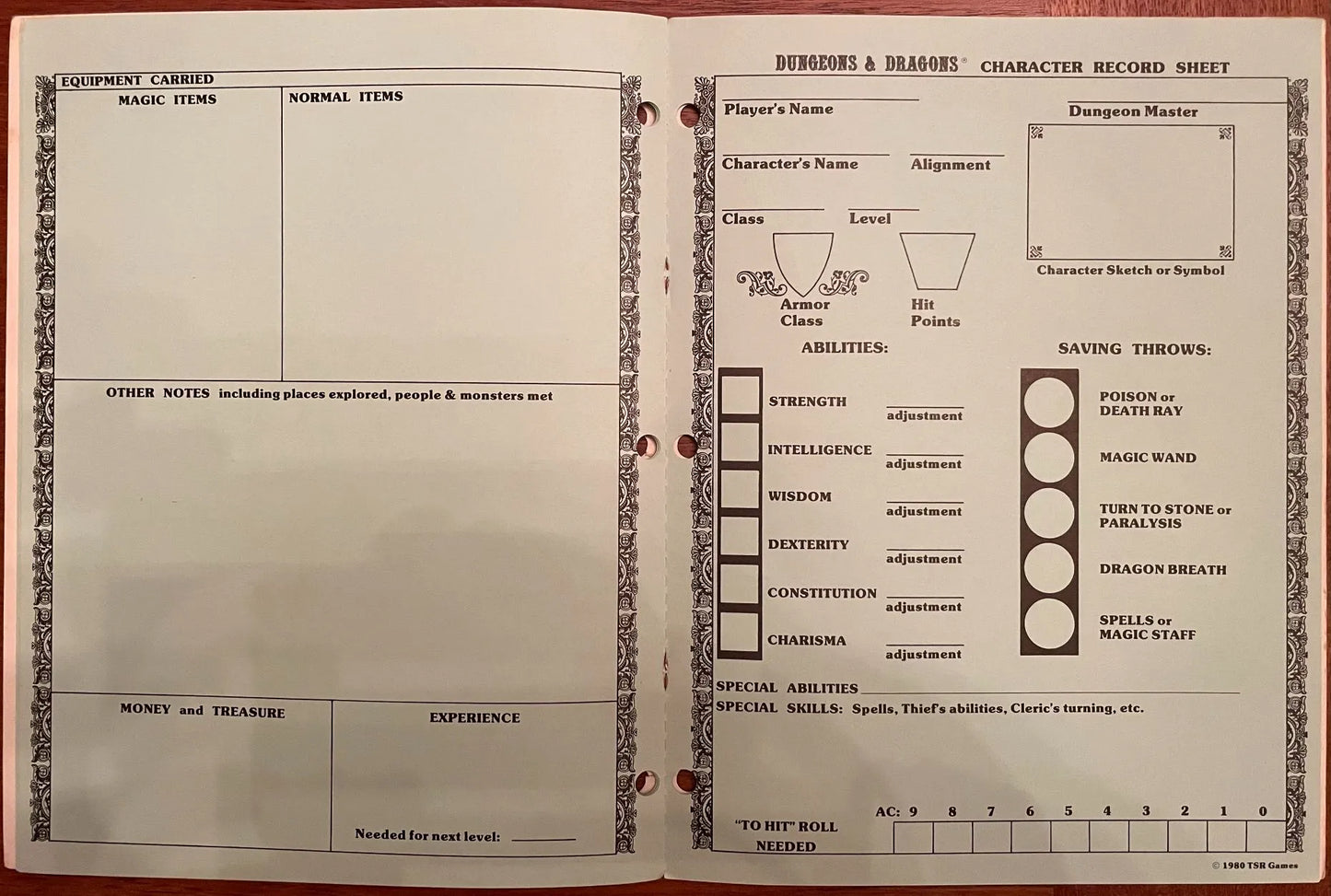 Player Character Record Sheets 9037 Dungeons & Dragons - Lichyard Games
