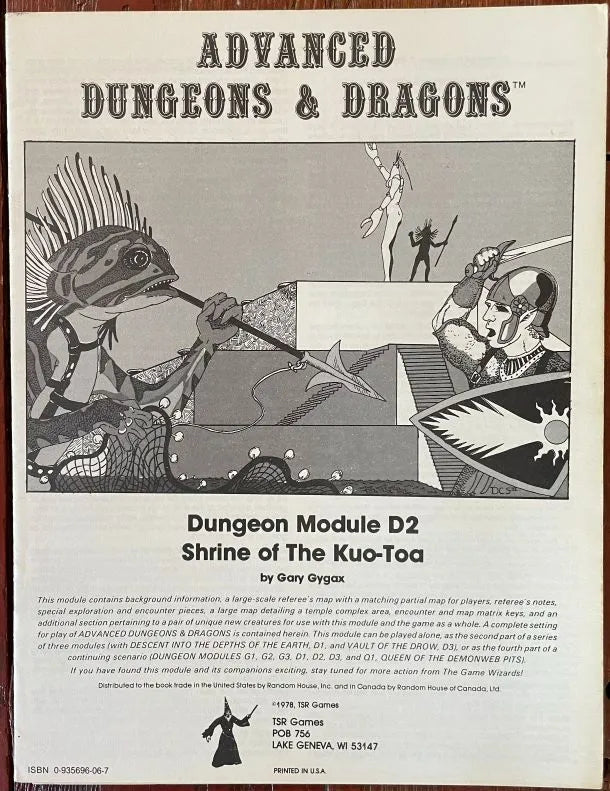 Shrine of the Kuo-Toa D2 9020 AD&D 1e (Monochrome) - Lichyard Games