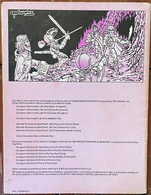 Vault of the Drow D3 9021 AD&D 1e (Monochrome) - Lichyard Games
