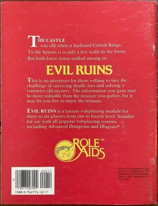 Evil Ruins Role Aids 713 Mayfair Games AD&D - Lichyard Games