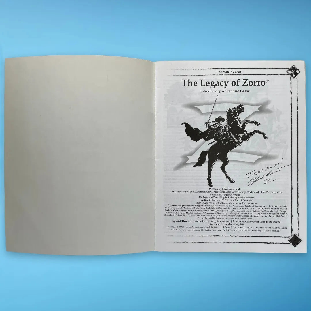 The Legacy of Zorro 3001 Gold Rush Games (Signed)
