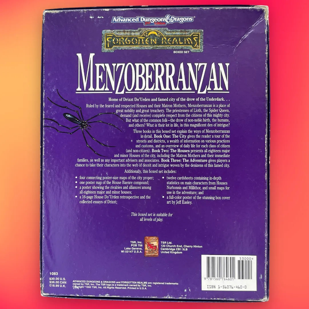 Menzoberranzan Forgotten Realms Box Set 1083 Advanced Dungeons & Dragons 2e