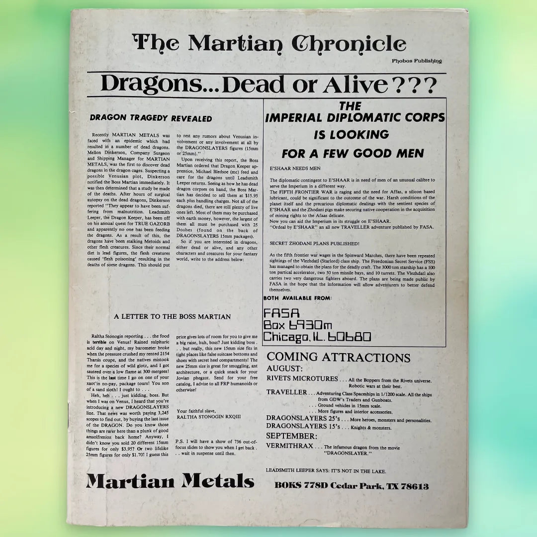 Dragon Magazine #52 August 1981 TSR