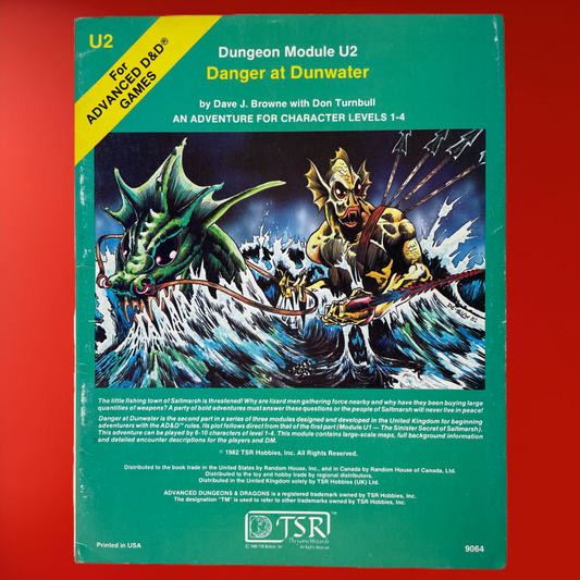Danger at Dunwater U2 9064 Advanced Dungeons & Dragons 1e