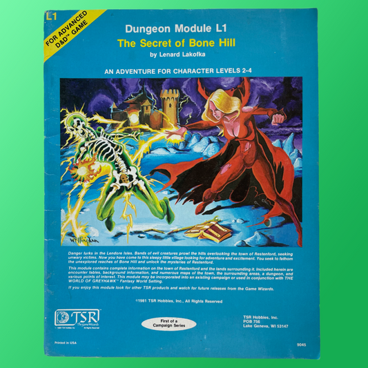 The Secret of Bone Hill L1 9045 Advanced Dungeons & Dragons 1e