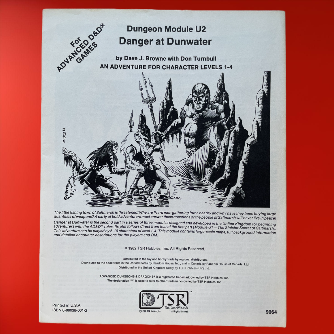 Danger at Dunwater U2 9064 Advanced Dungeons & Dragons 1e