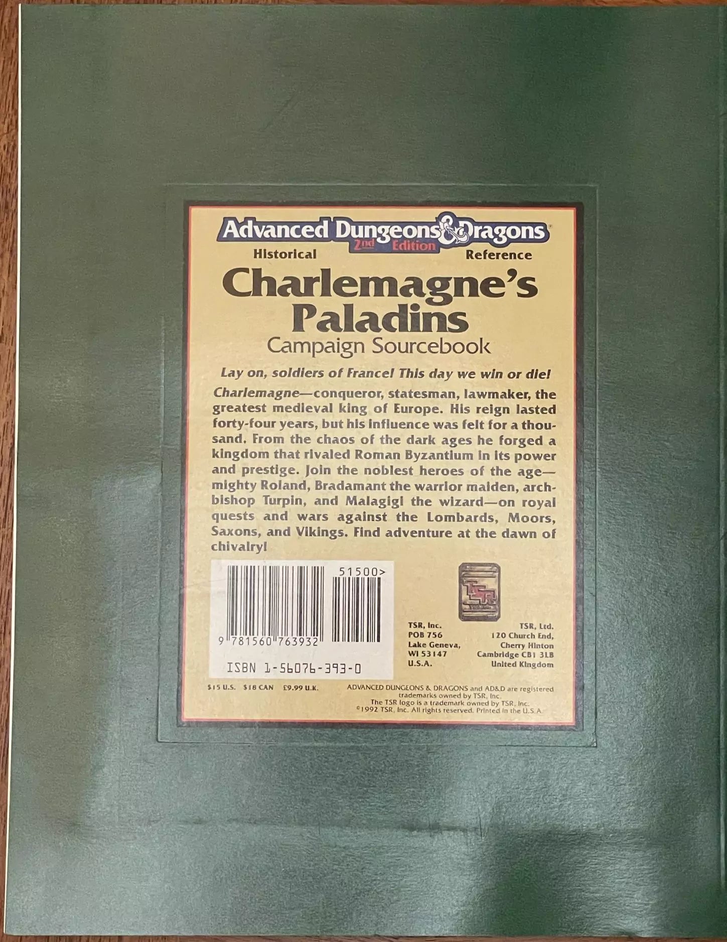 Charlemagne's Paladins Campaign Sourcebook HR2 9323 AD&D 2e - Lichyard Games