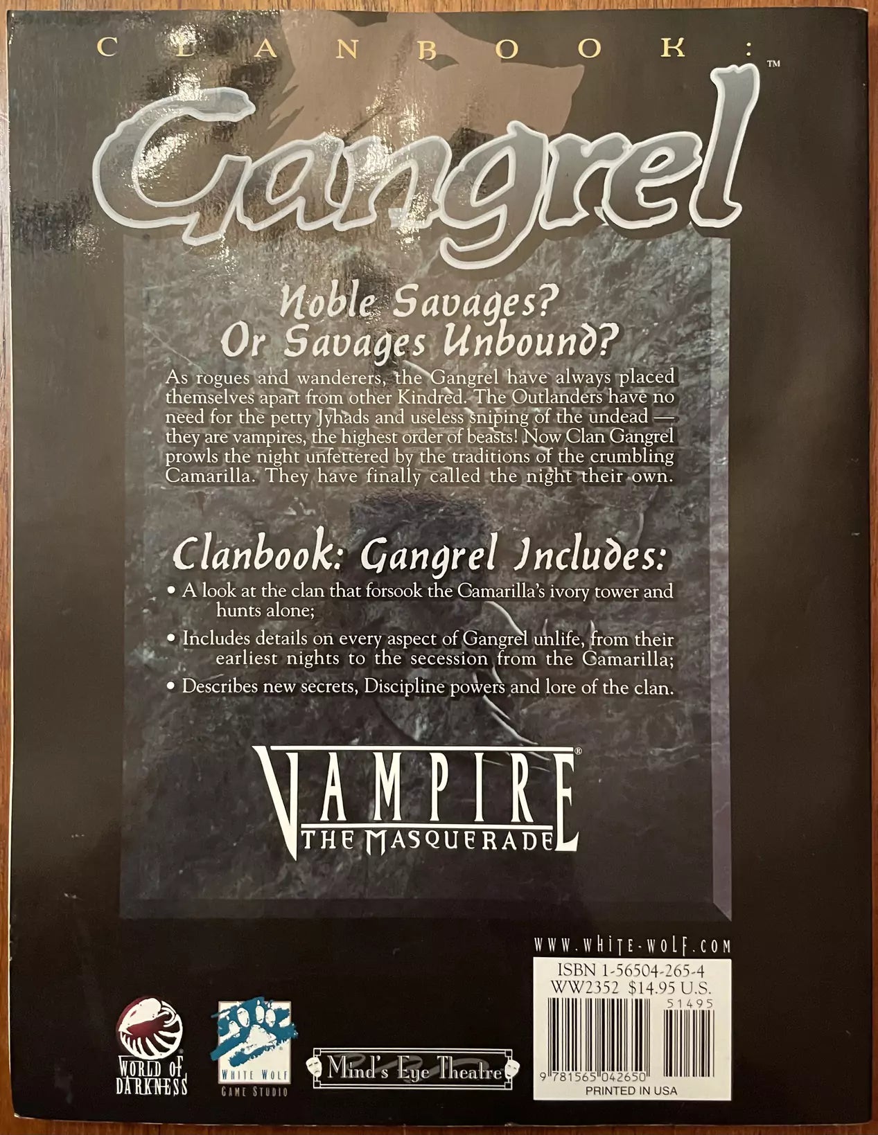 Clanbook: Gangrel Vampire: The Masquerade White Wolf - Lichyard Games