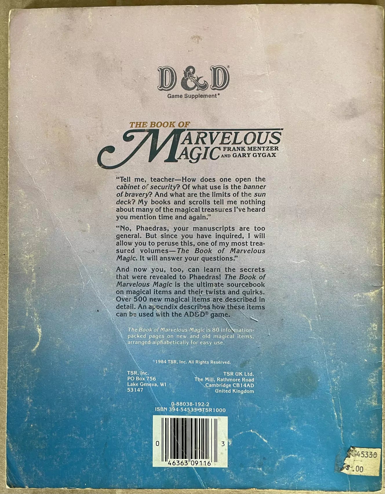 The Book of Marvelous Magic AC4 9116 Dungeons & Dragons - Lichyard Games